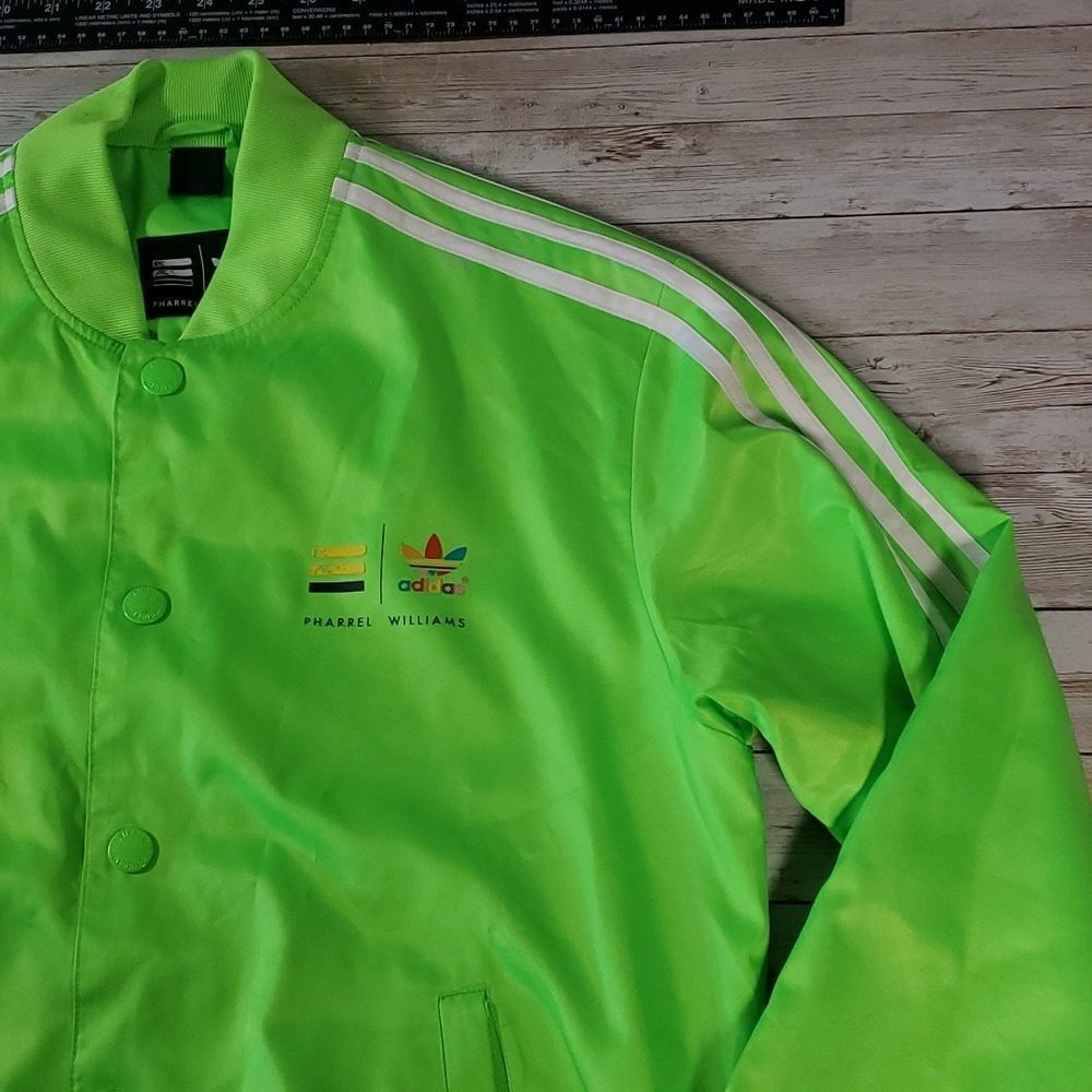 Adidas x Pharrell Williams Neon Green Bomber Track Top‎ Jacket Size Medium - Picture 3 of 13